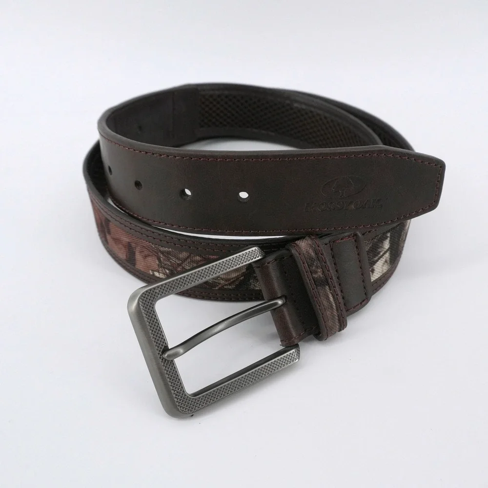 Mossy Oak Belt Mens 38-40 Brown Leather Camo Mesh Lined 8500BW/202